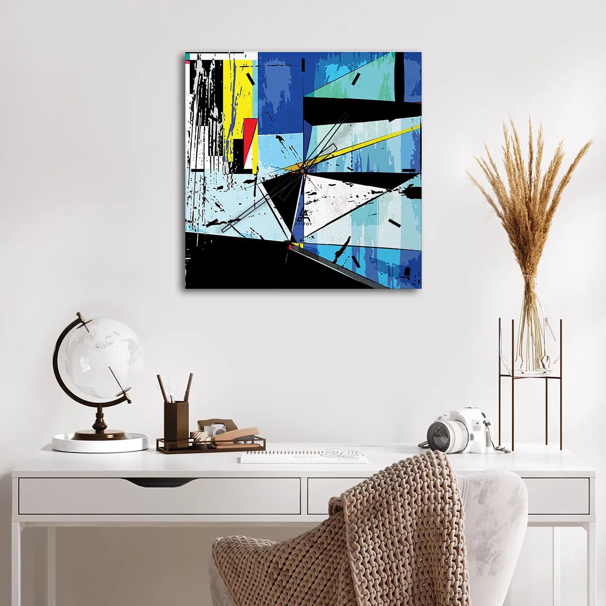 Väggklocka - Klocka på glas - Se värden ur en vinkel... - 40x40 cm