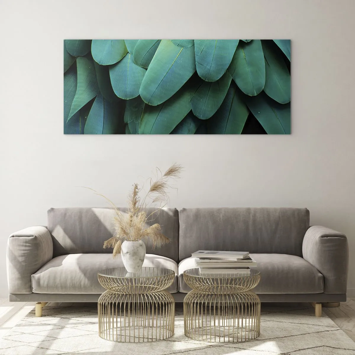 Glastavla - Bild på glas - Precision av papegojans natur - 120x50 cm