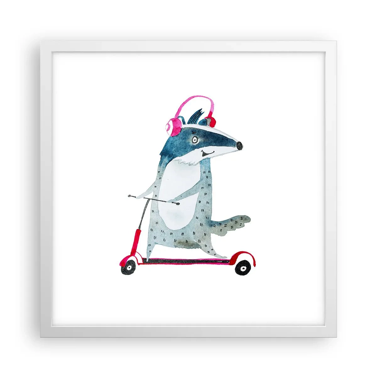 Affisch i vit ram - Grävlingens glädje - 40x40 cm