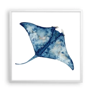 Affisch i vit ram - Liv i blått - 60x60 cm