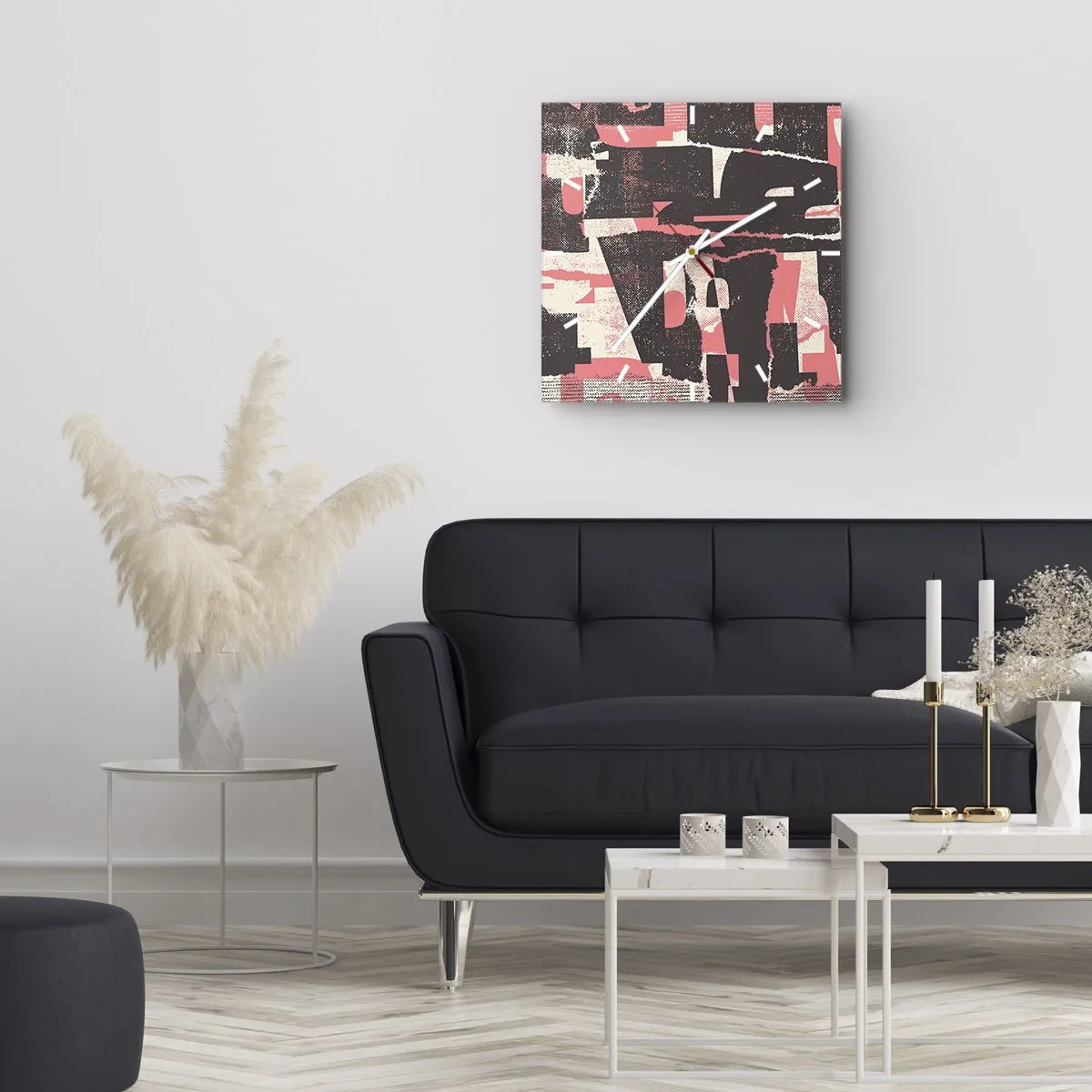 Väggklocka - Klocka på glas - Allt liv och rörelse - 30x30 cm