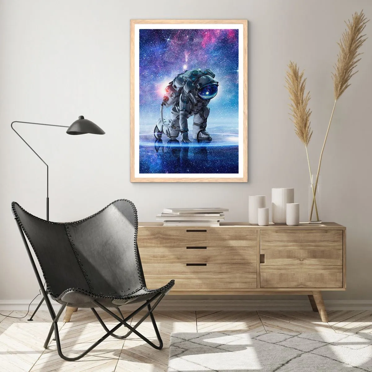 Affisch i ram av ljusek - Stjärnig himmel över mig - 70x100 cm