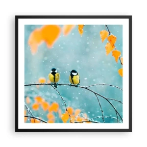 Affisch i svart ram - Fåglarnas skvaller - 60x60 cm