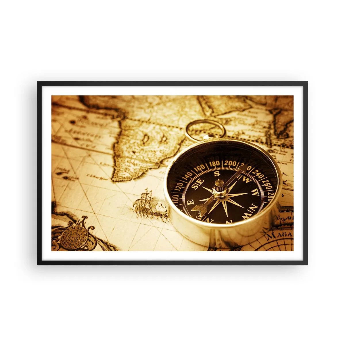 Affisch i svart ram - Västerut eller österut? - 91x61 cm