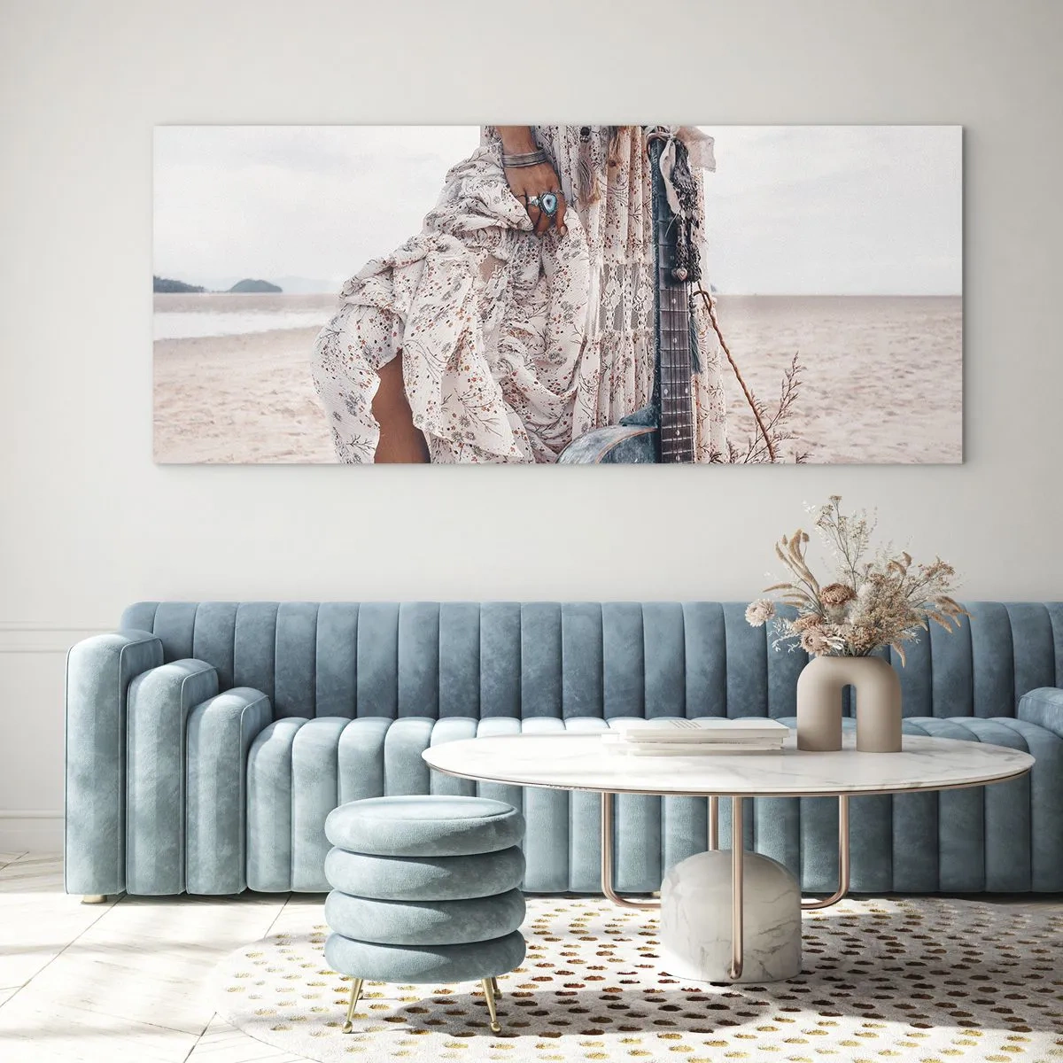 Glastavla - Bild på glas - Flower power på väg - 90x30 cm