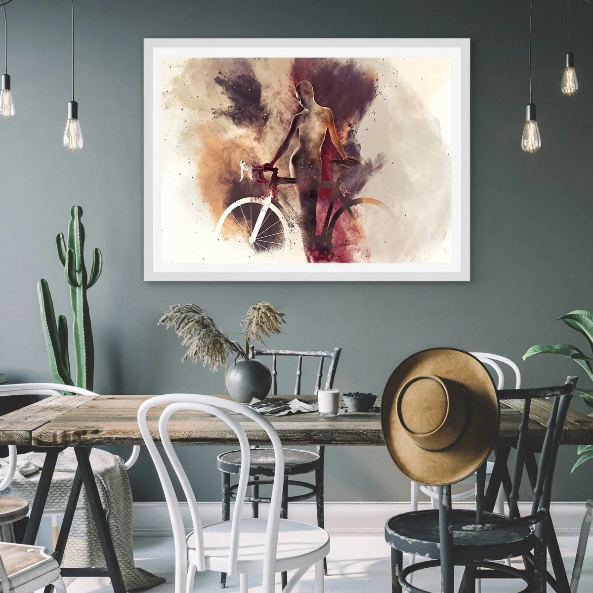 Affisch i vit ram - Cyklelsjäl i marmorform - 100x70 cm