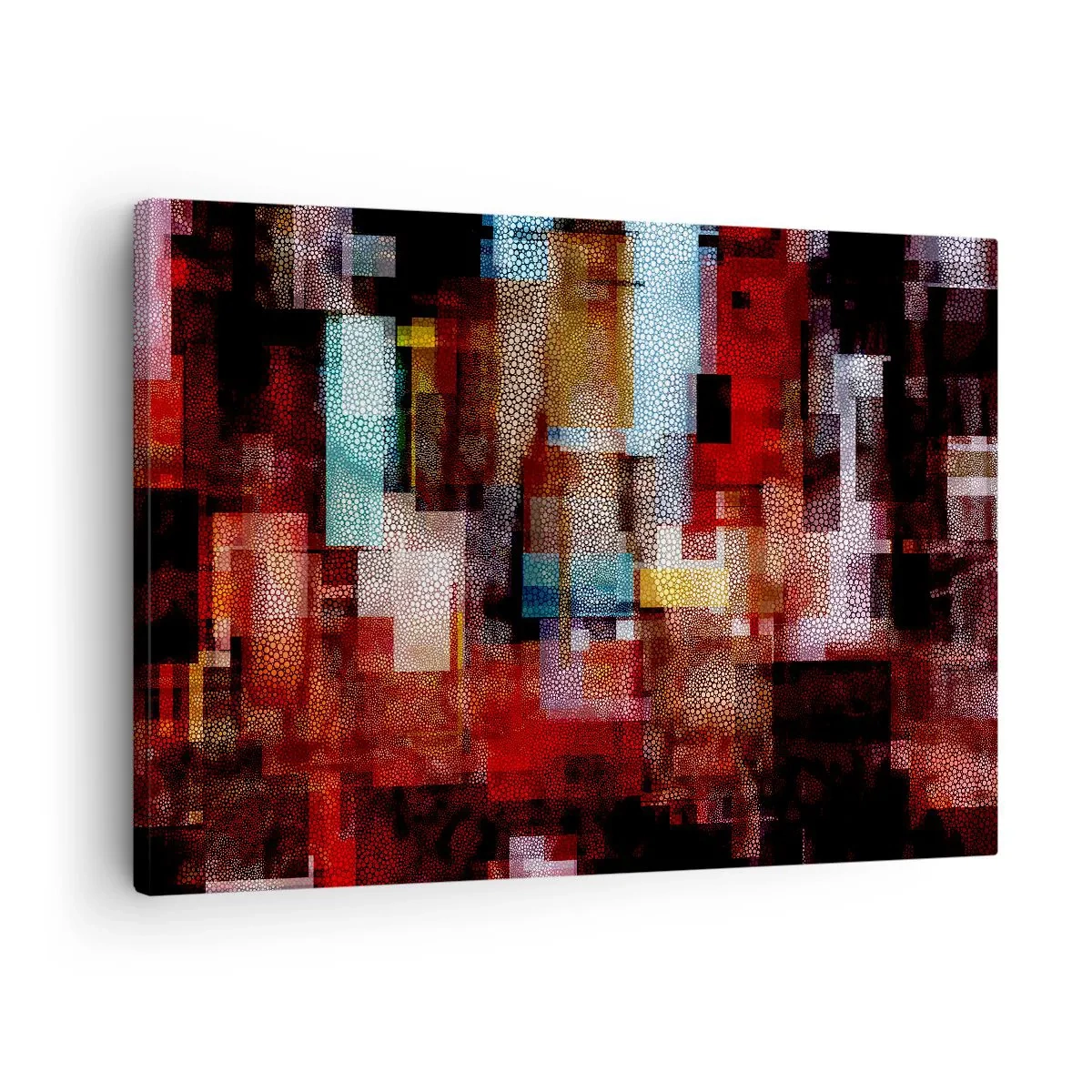 Canvastavla - Bild på duk - Geometrisk abstraktion i intensiva röda nyanser - 70x50cm - Blandat och mixat - Modern väggdekoration för vardagsrum och sovrum ARTTOR