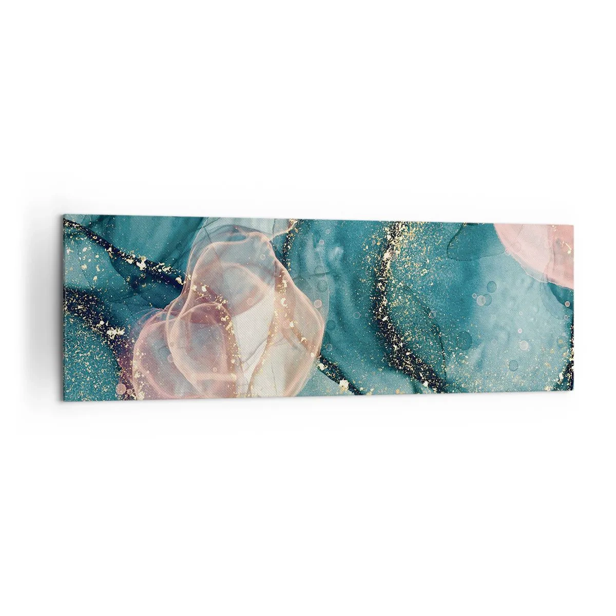 Canvastavla - Bild på duk - Sidenblå, tyllrosa - 160x50 cm
