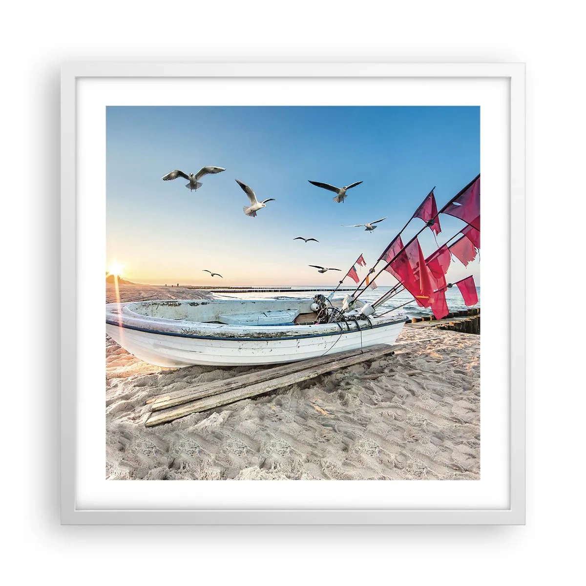 Affisch i vit ram - Välförtjänt vila - 50x50 cm