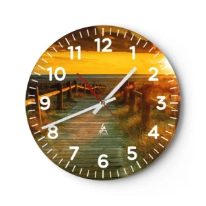 Väggklocka - Klocka på glas - Doppade i gammalt guld - 30x30 cm