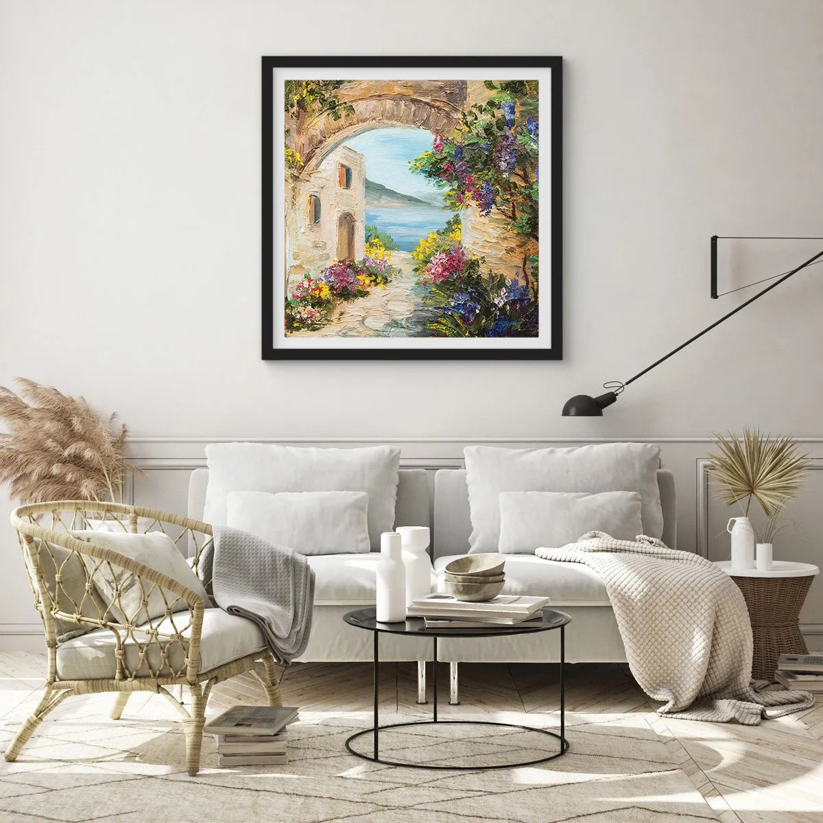 Affisch i svart ram - Kustprovinsens charm - 40x40 cm