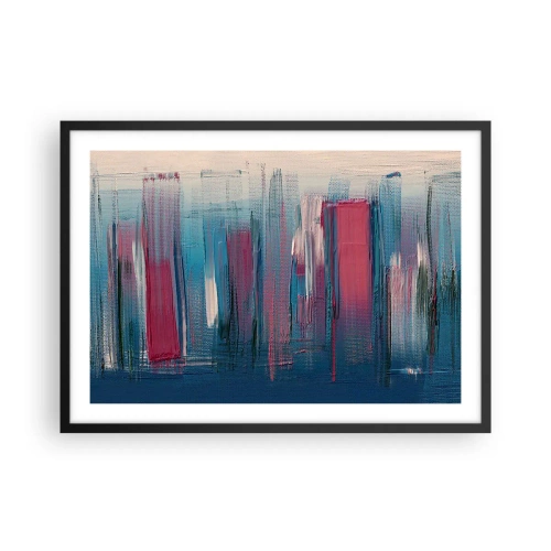 Affisch i svart ram - Vertikal komposition i blått och rött - 70x50 cm