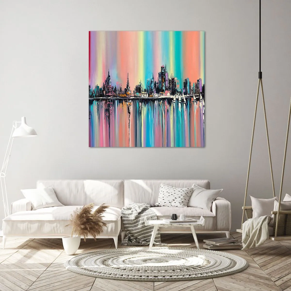 Canvastavla - Bild på duk - Nattens ljus - 70x70 cm