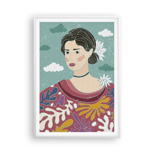 Affisch i vit ram - Med melankoli i blicken - 70x100 cm