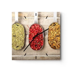 Väggklocka - Klocka på glas - Köksmagi - 30x30 cm