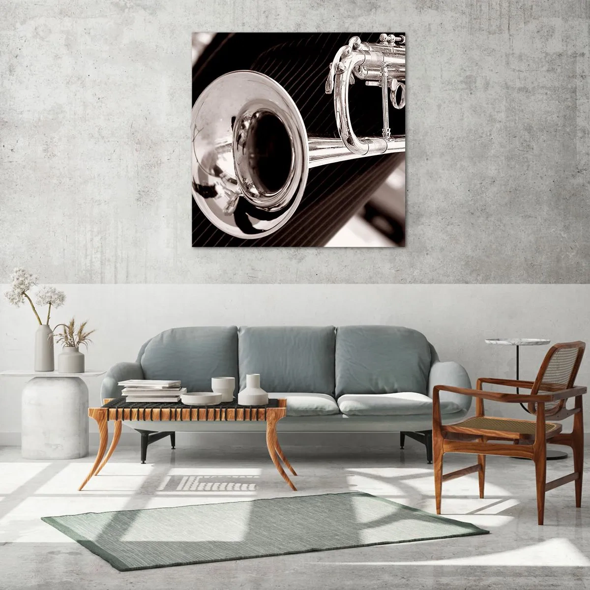 Glastavla - Bild på glas - Musikresa till 30-talet - 60x60 cm