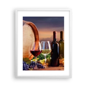 Affisch i vit ram - Här smakar livet - 40x50 cm