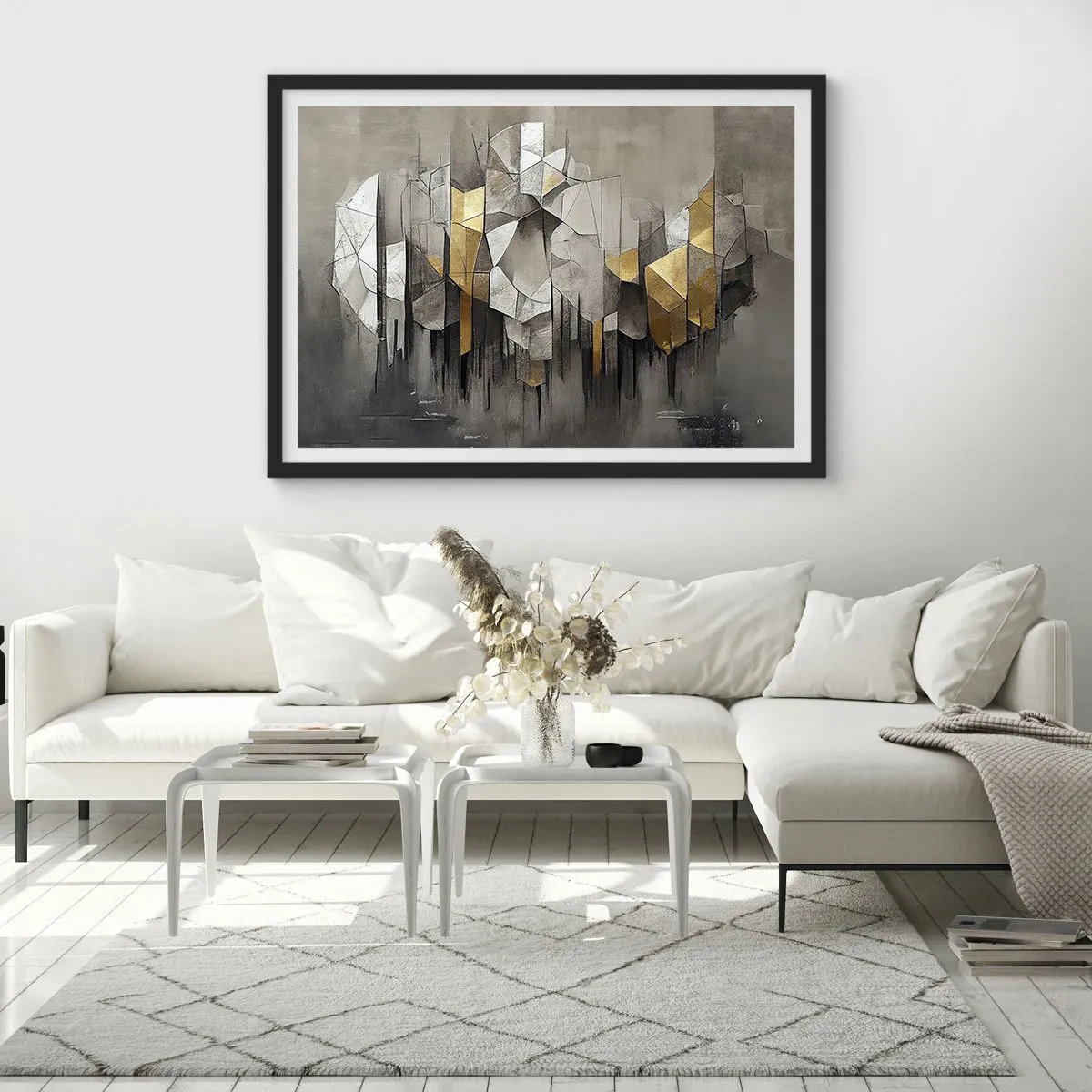 Affisch i svart ram - Komposition av is och ljus - 70x50 cm