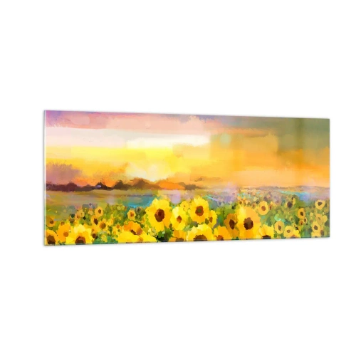 Glastavla - Bild på glas - Själva solen gick ner på jorden - 100x40 cm