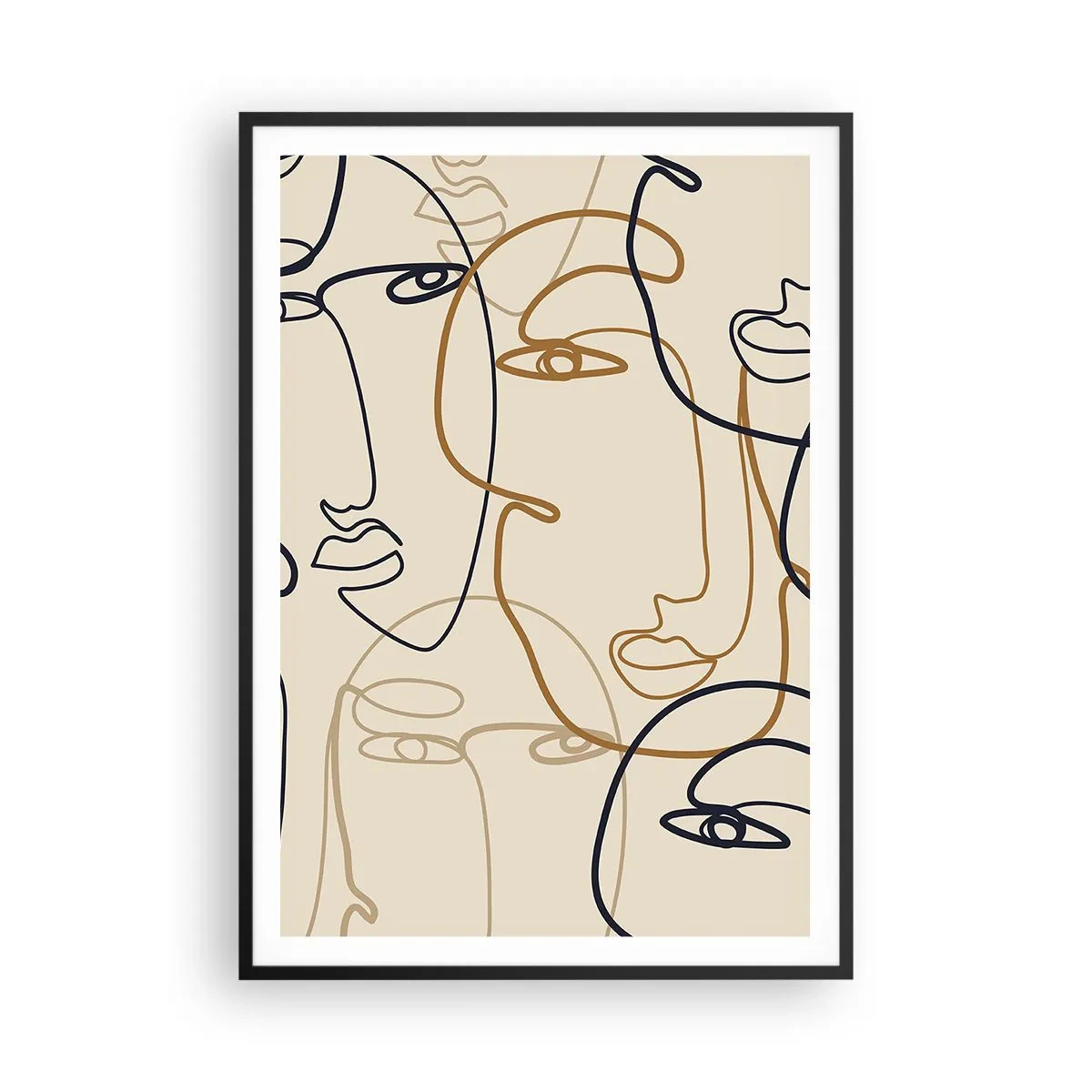 Affisch i svart ram - Mångfaldigad porträtt - 70x100 cm