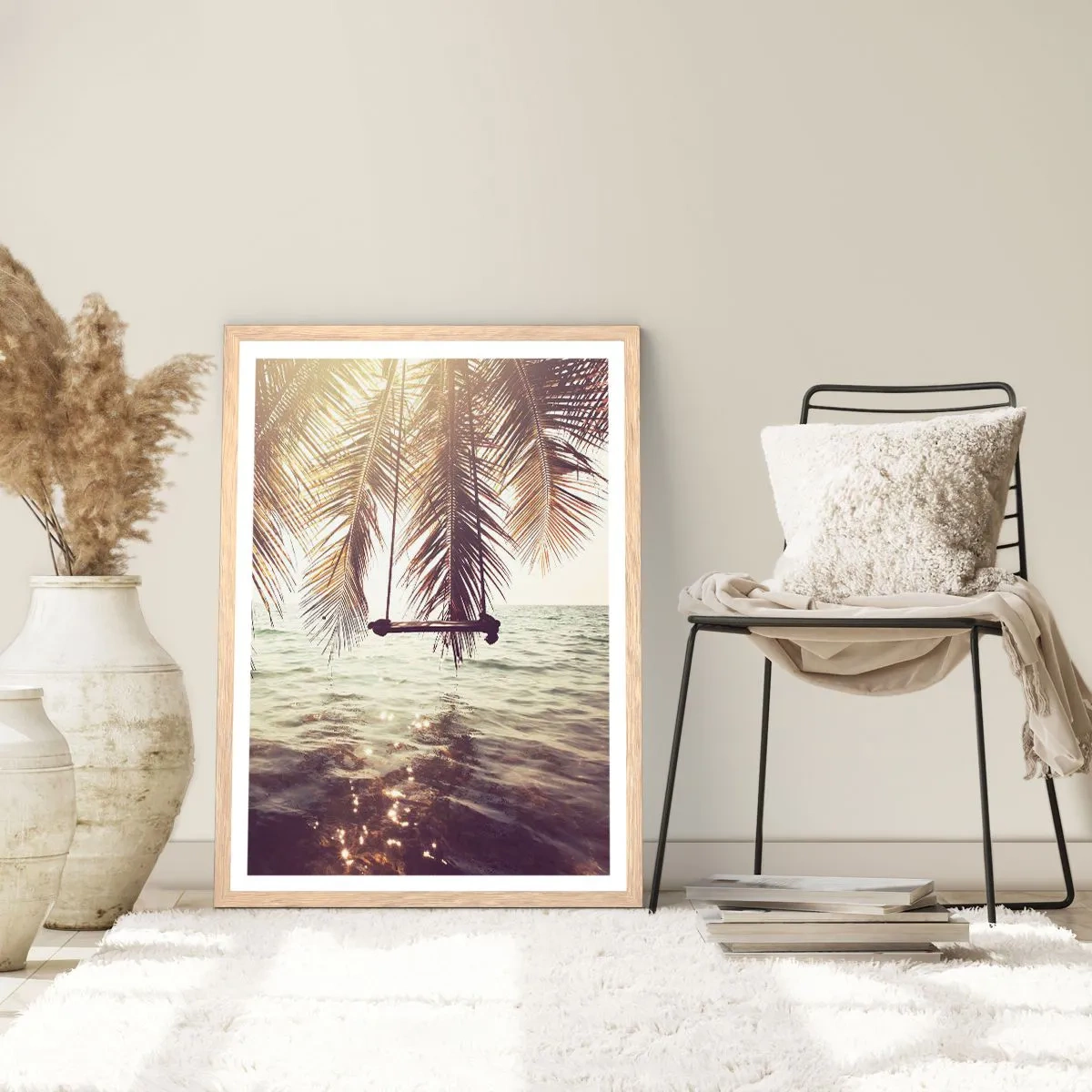 Affisch i ram av ljusek - Gunga i molnen hur mycket du vill - 70x100 cm