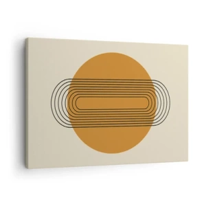 Canvastavla - Bild på duk - Geometriskt mönster med orangea cirklar och linjer - 70x50cm - Perfekt plan - Modern väggdekoration för vardagsrum och sovrum ARTTOR
