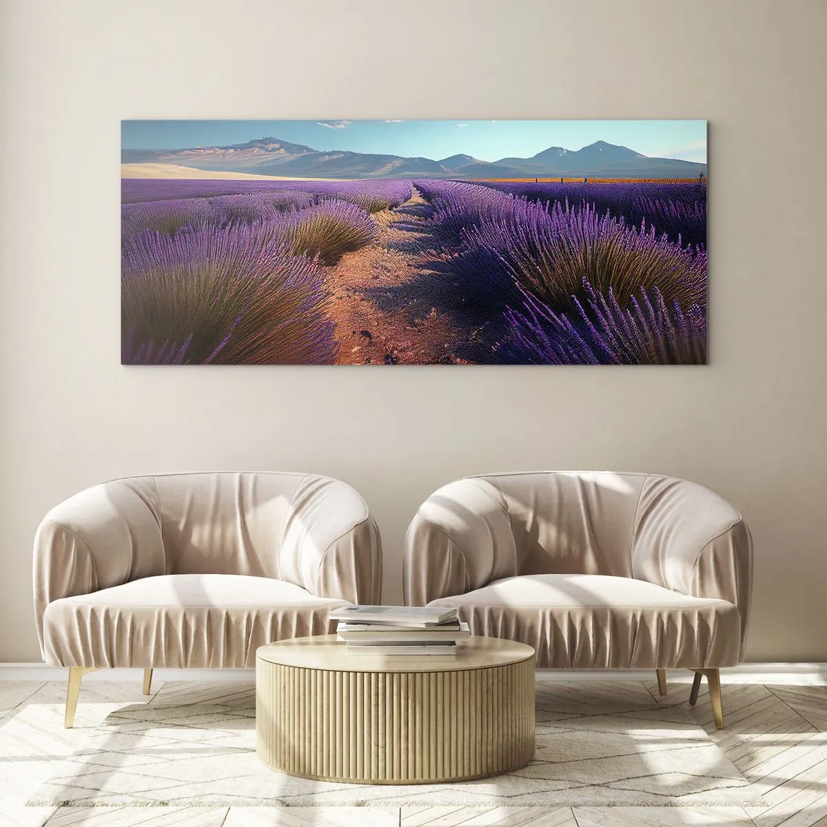Glastavla - Bild på glas - Doftande fält - 100x40 cm