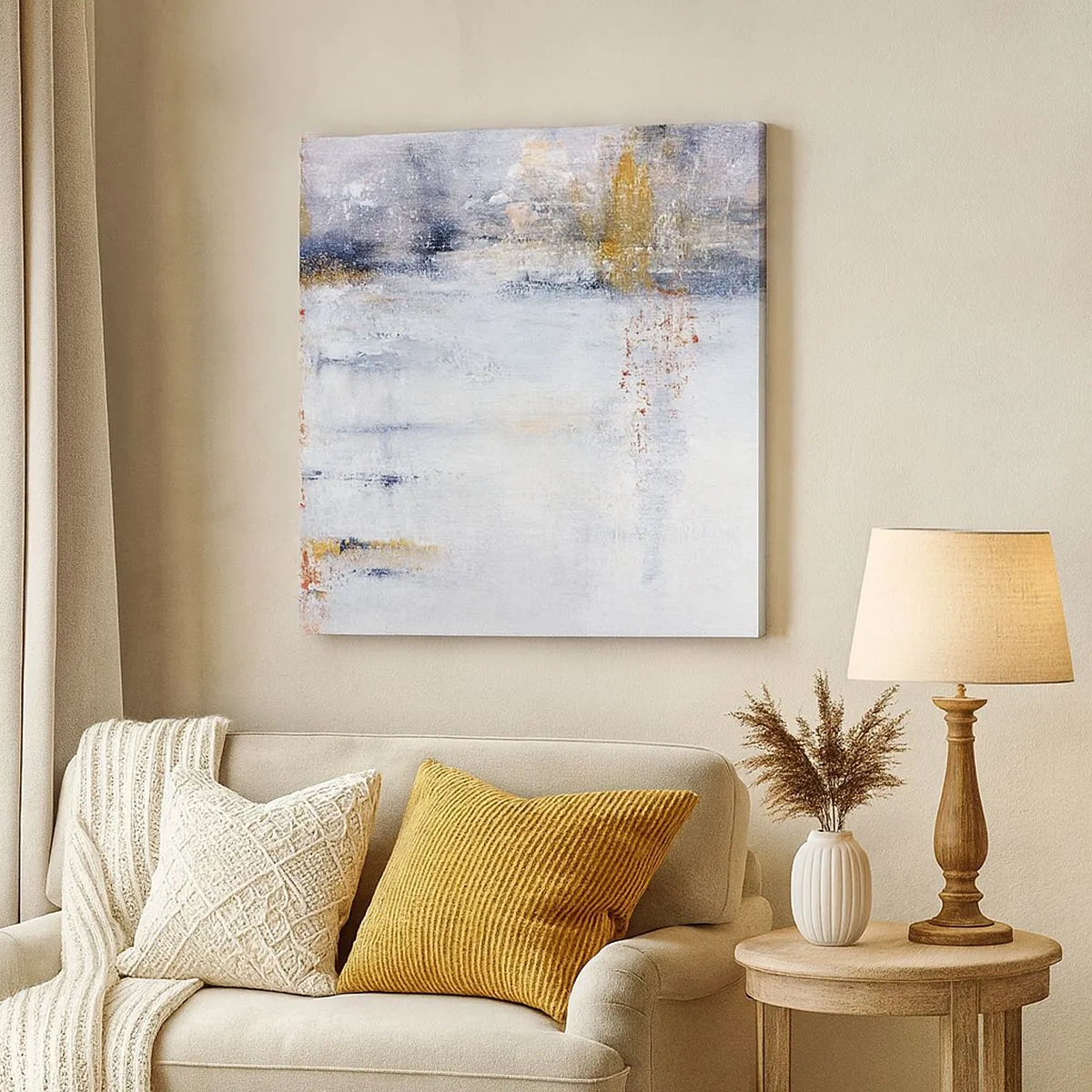 Canvastavla - Bild på duk - Bakom luftridån - 30x30 cm