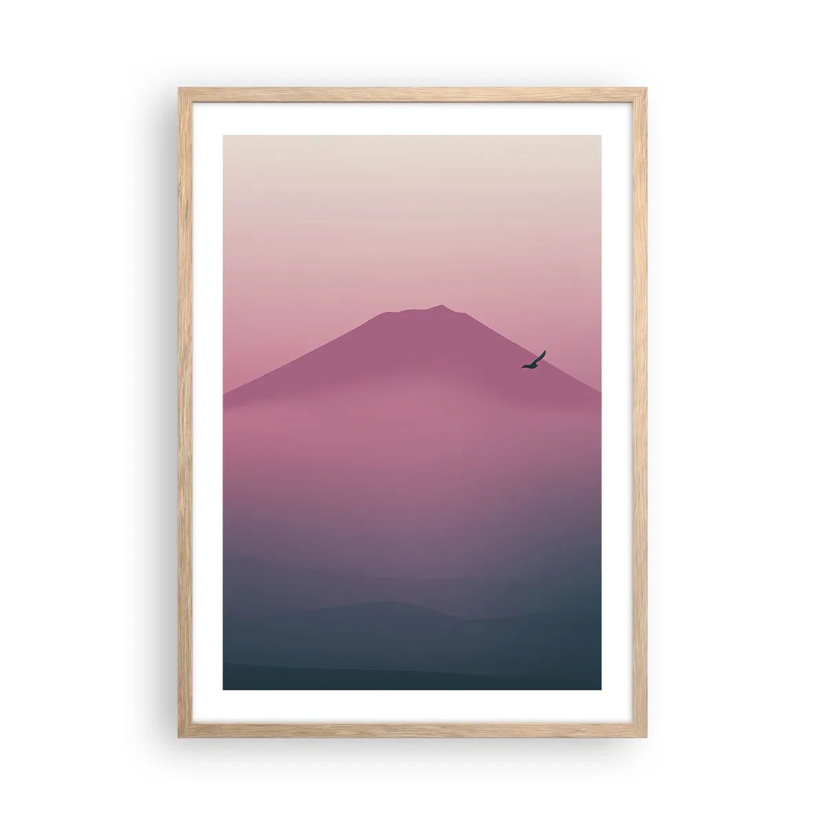 Affisch i ram av ljusek - Vandrare över molnen - 50x70 cm