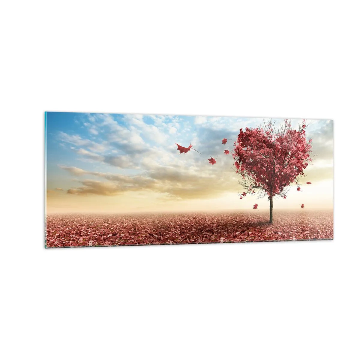 Glastavla - Bild på glas - Älska hösten, du också - 100x40 cm