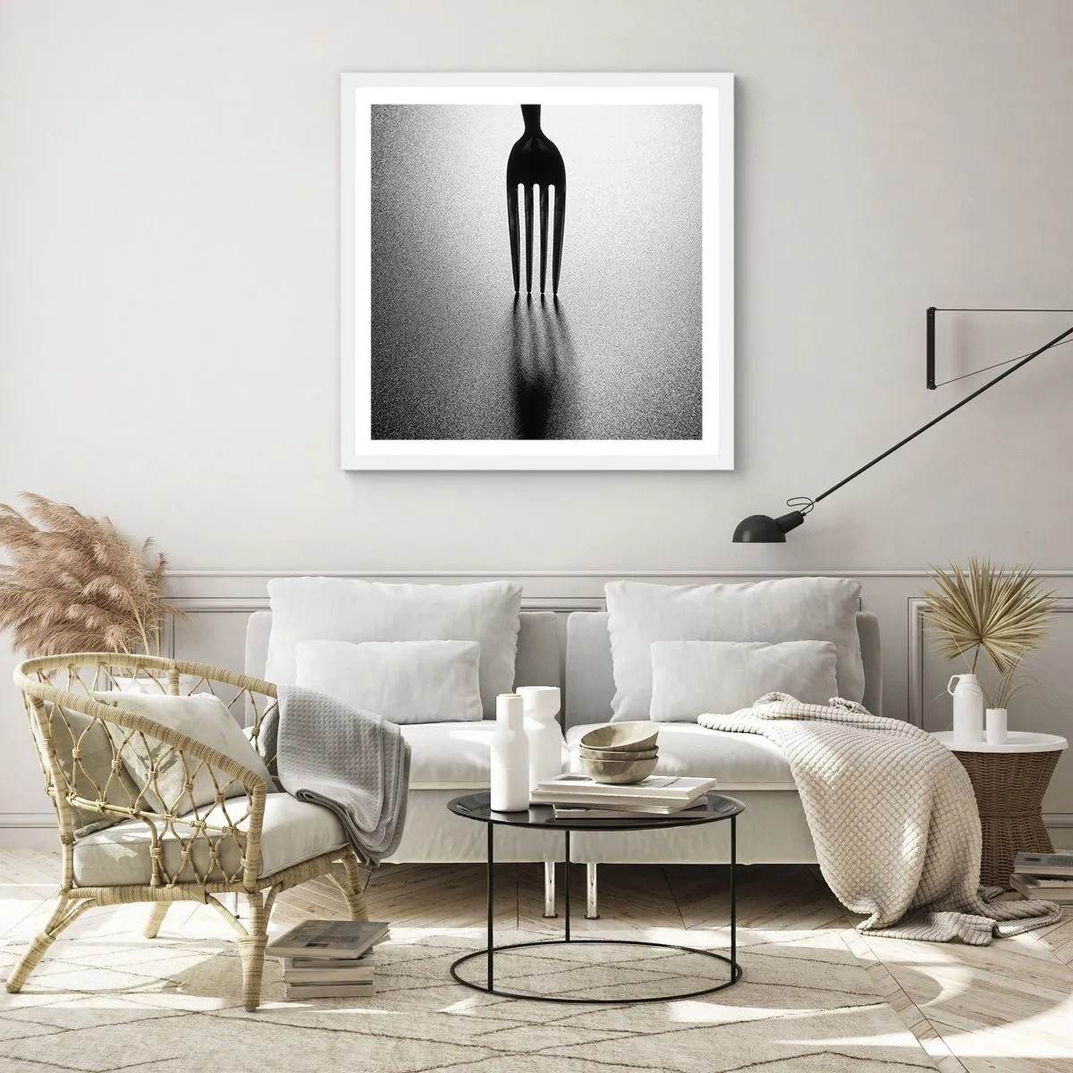 Affisch i vit ram - Ljus och skugga - 50x50 cm