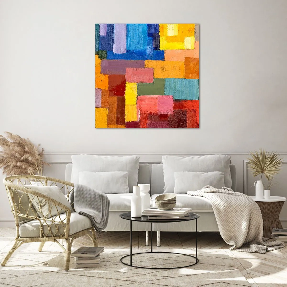 Glastavla - Bild på glas - Alla olika, alla färgglada - 70x70 cm