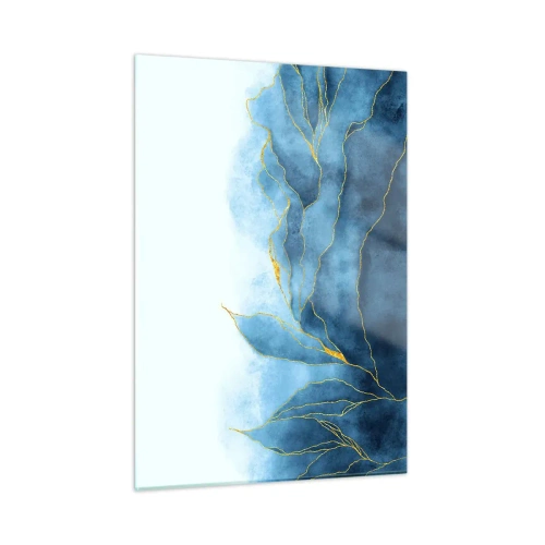 Glastavla - Bild på glas - Blått i guld - 50x70 cm