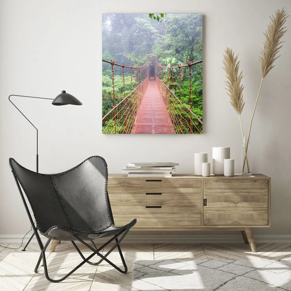 Glastavla - Bild på glas - Upphängd i trädkronorna - 70x100 cm