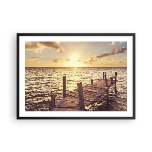 Affisch i svart ram - Gyllene mildhetslandskap - 70x50 cm