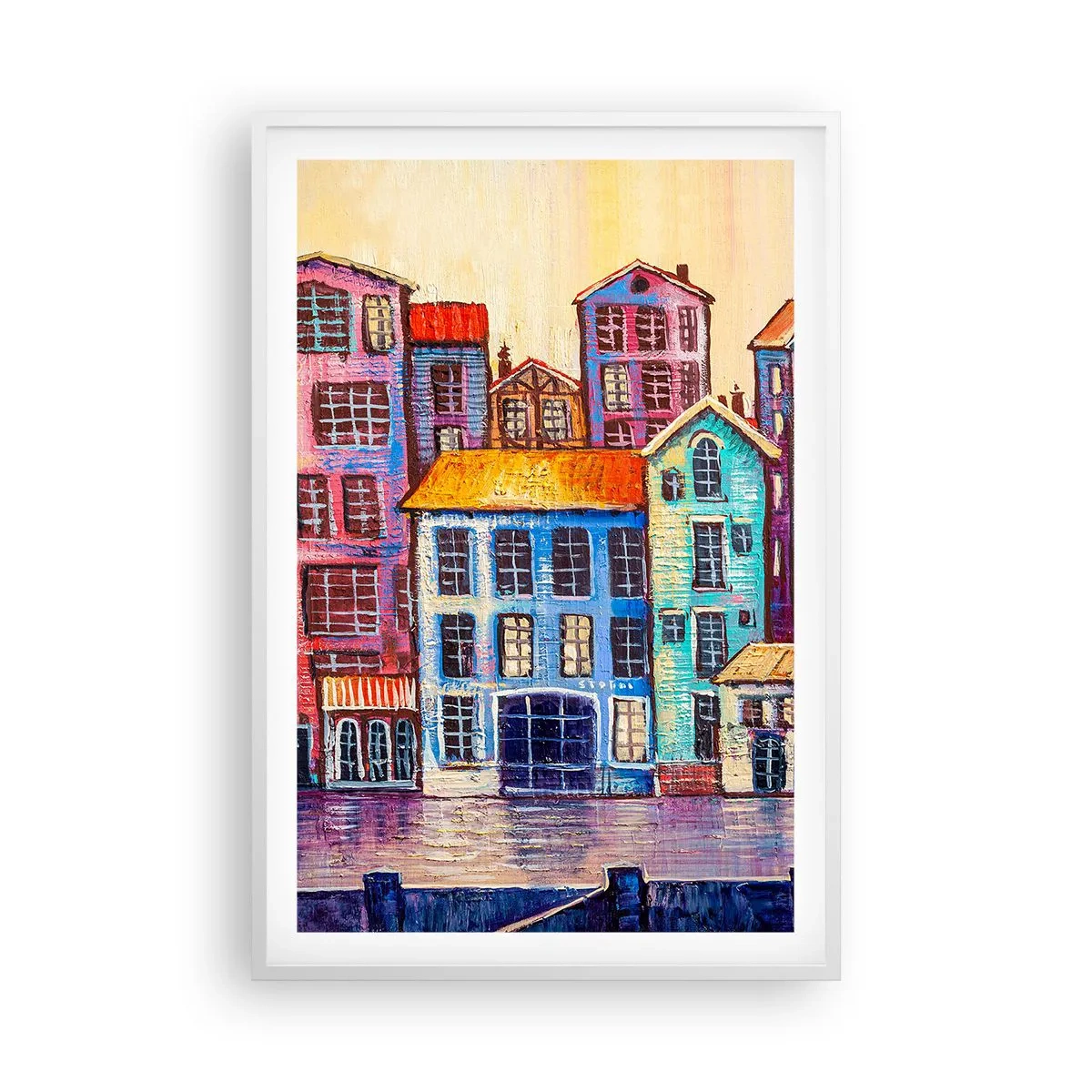 Affisch i vit ram - En sagostad  - 61x91 cm