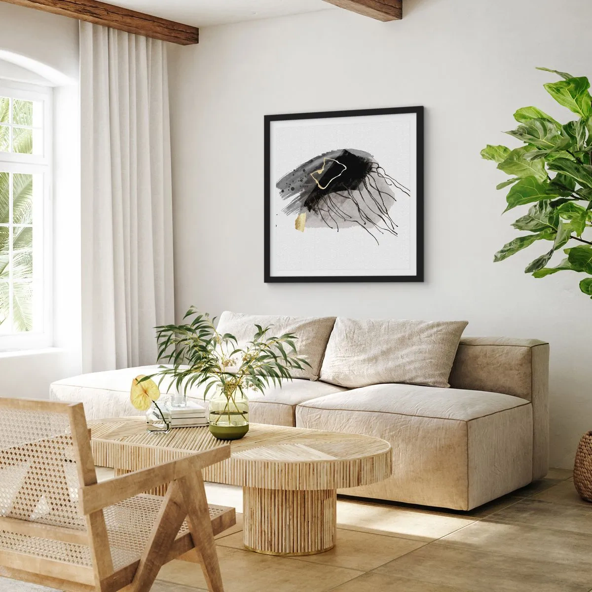 Affisch i svart ram - I svart och guld - 60x60 cm