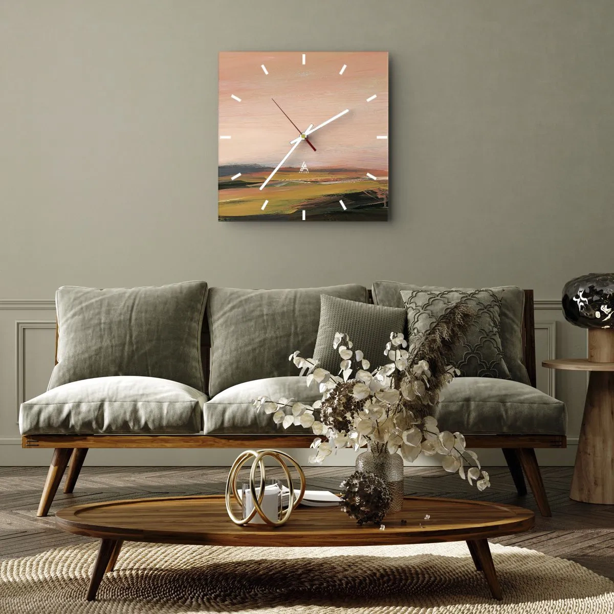 Väggklocka - Klocka på glas - I rosa - 40x40 cm