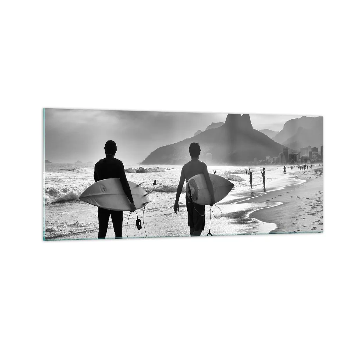 Glastavla - Bild på glas - Samba för en våg - 100x40 cm