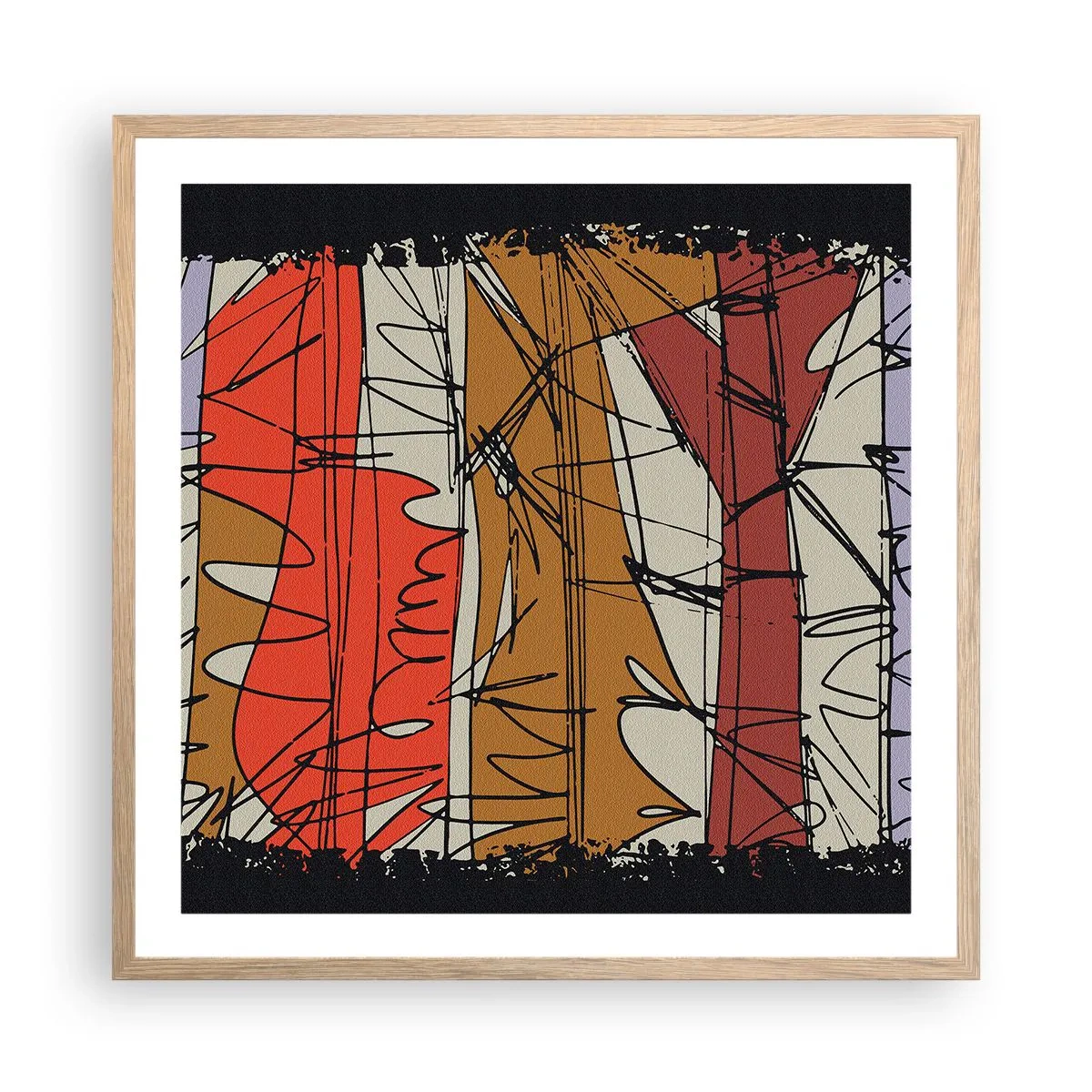 Affisch i ram av ljusek - Spontan komposition - 60x60 cm