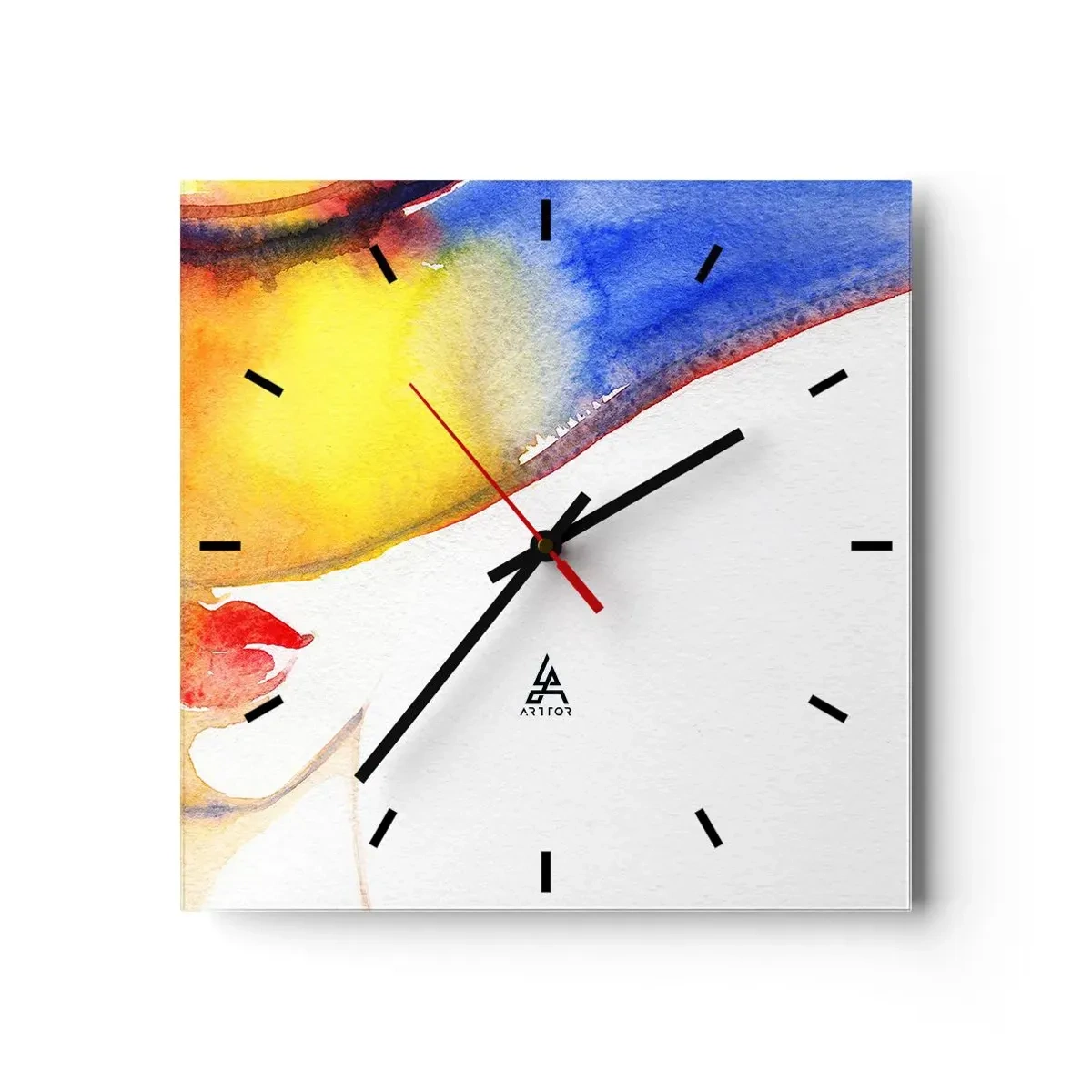 Väggklocka - Klocka på glas - Damporträtt    - 40x40 cm
