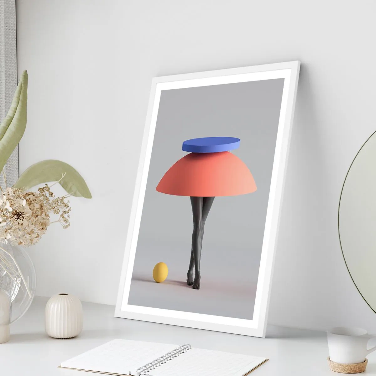 Affisch i vit ram - Surrealistisk komposition - 50x70 cm