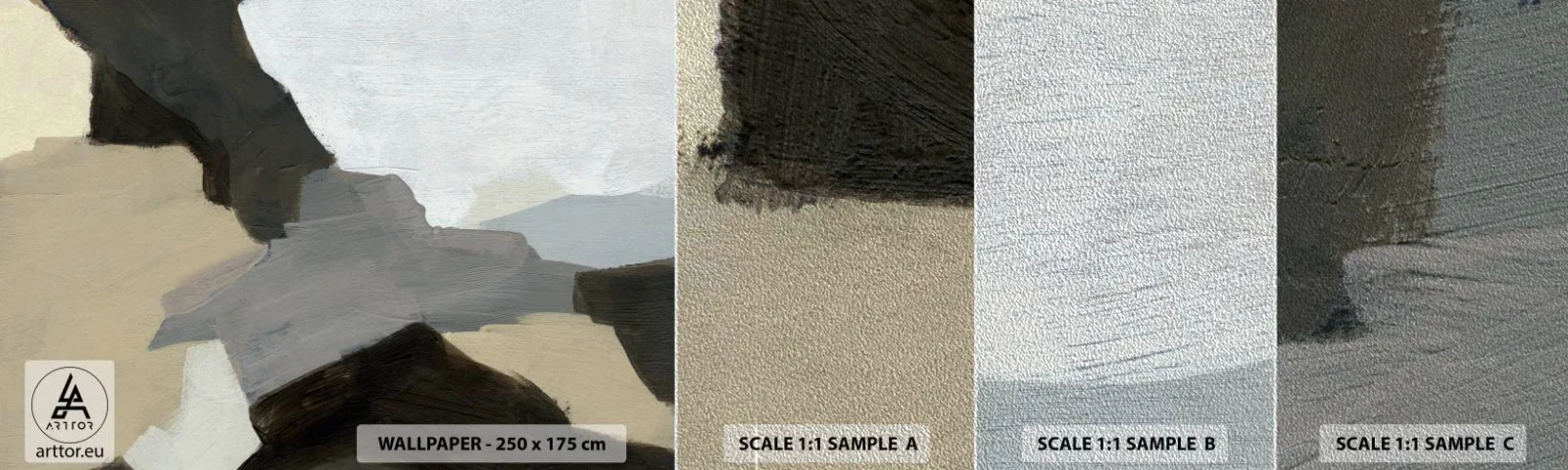 Provbit av fototapet Premium Sand - Abstraktion: avgrening av det gråa - Abstraktion, Bit, Färger - 100x30 cm