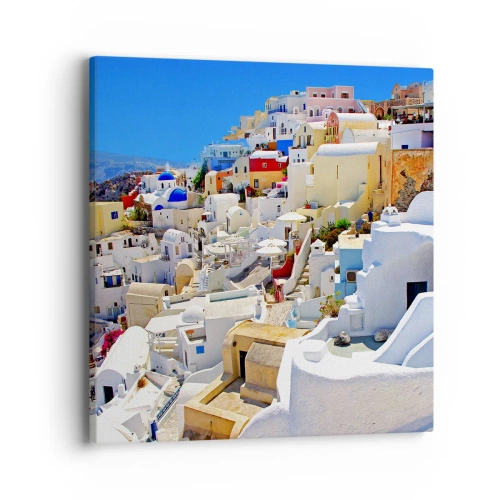 Canvastavla - Bild på duk - En dröm om grekisk sommar - 40x40 cm