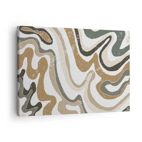 Canvastavla - Bild på duk - Jordnära mönster i nyanser av brunt och grönt - 70x50cm - Meandrar av jordnära färger - Modern väggdekoration för vardagsrum och sovrum ARTTOR