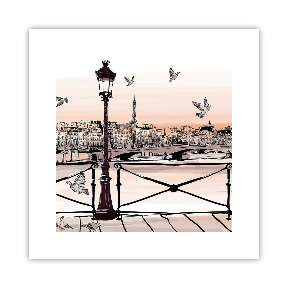 Affisch - Över Paris tak - 30x30 cm