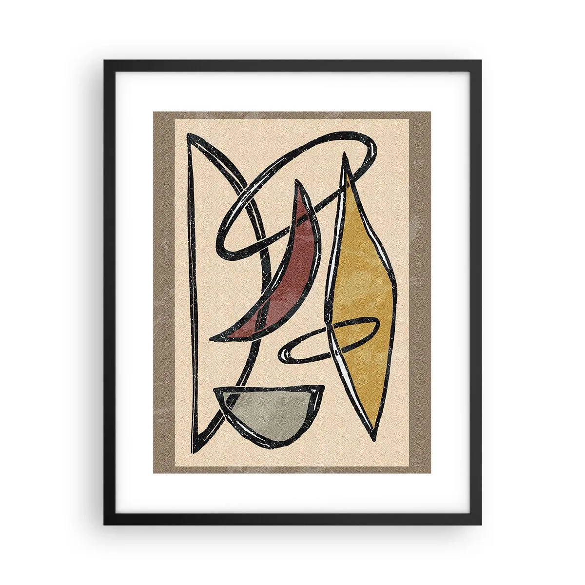 Affisch i svart ram - Komposition - bågar och ovaler - 40x50 cm