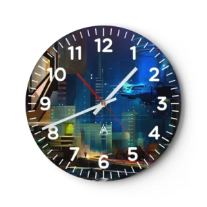 Väggklocka - Klocka på glas - Inom snar framtid - 30x30 cm