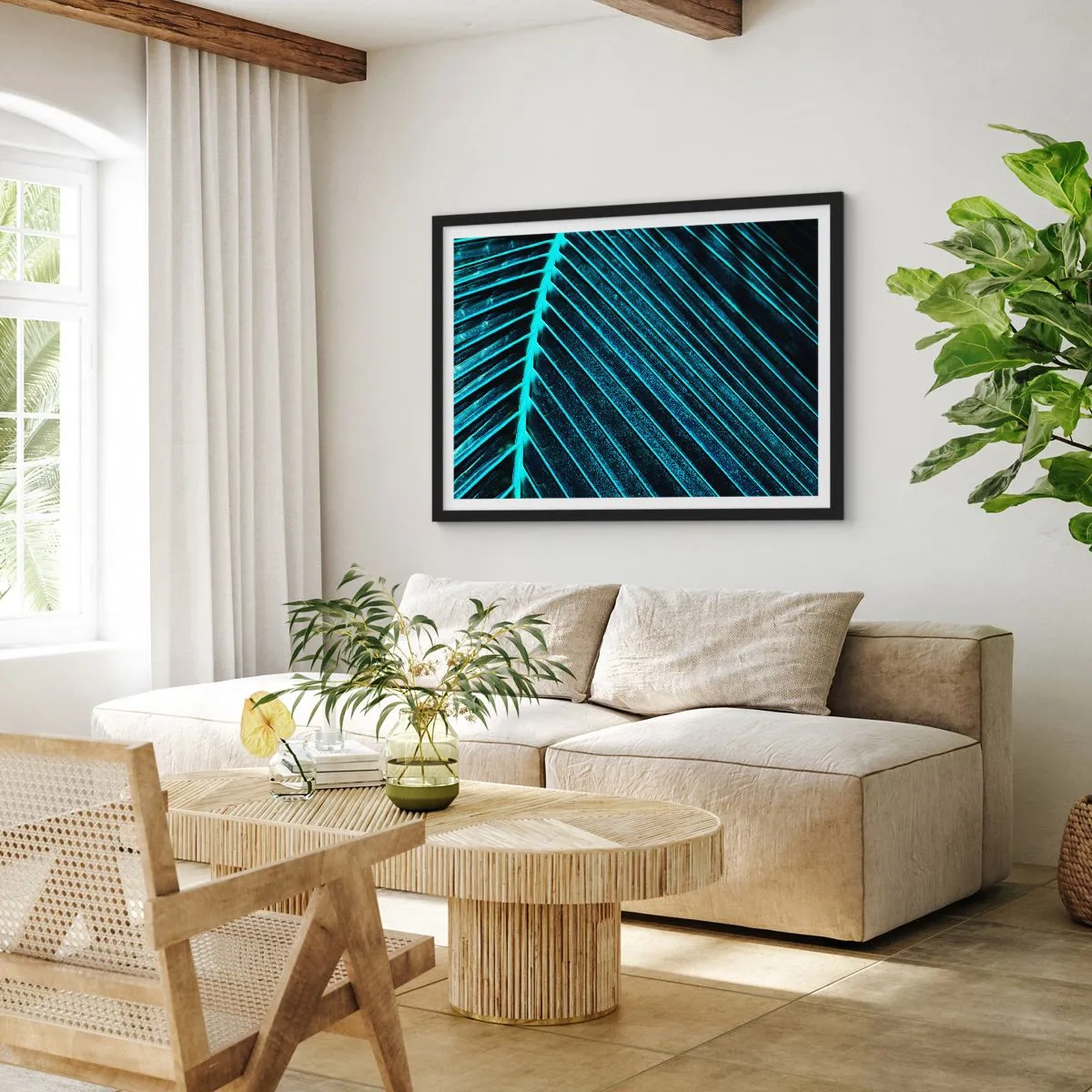 Affisch i svart ram - Grön textur - 50x40 cm