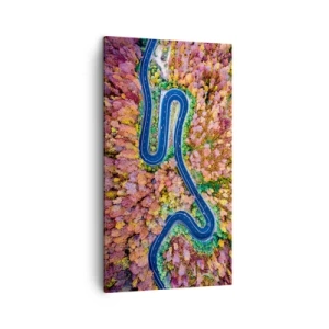 Canvastavla - Bild på duk - Slingrande väg genom skogen - 45x80 cm